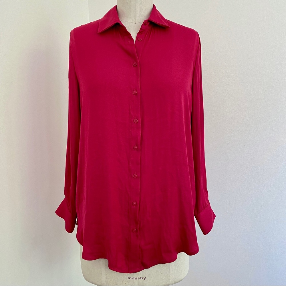 NWT Joie Satin Long Sleeve Shirt Blouse
